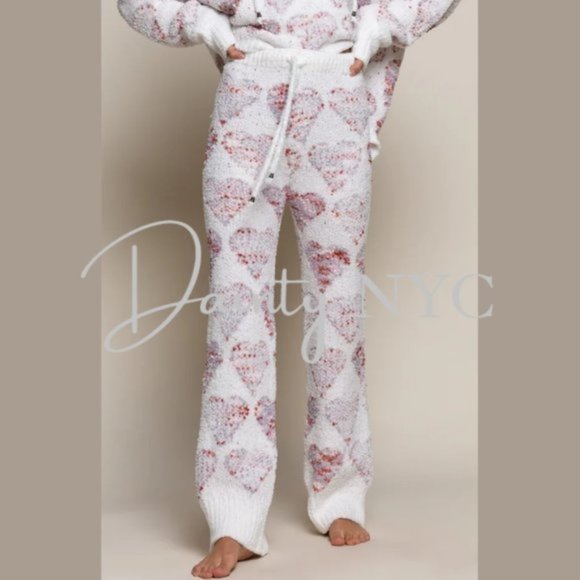 Hearts Berber Fleece Lounge Hoodie Sweater Plush - Picture 8 of 14